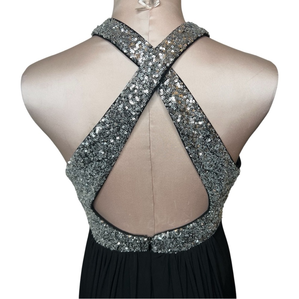 Elegant Black and Silver Halter Dress - Picture 5 of 12